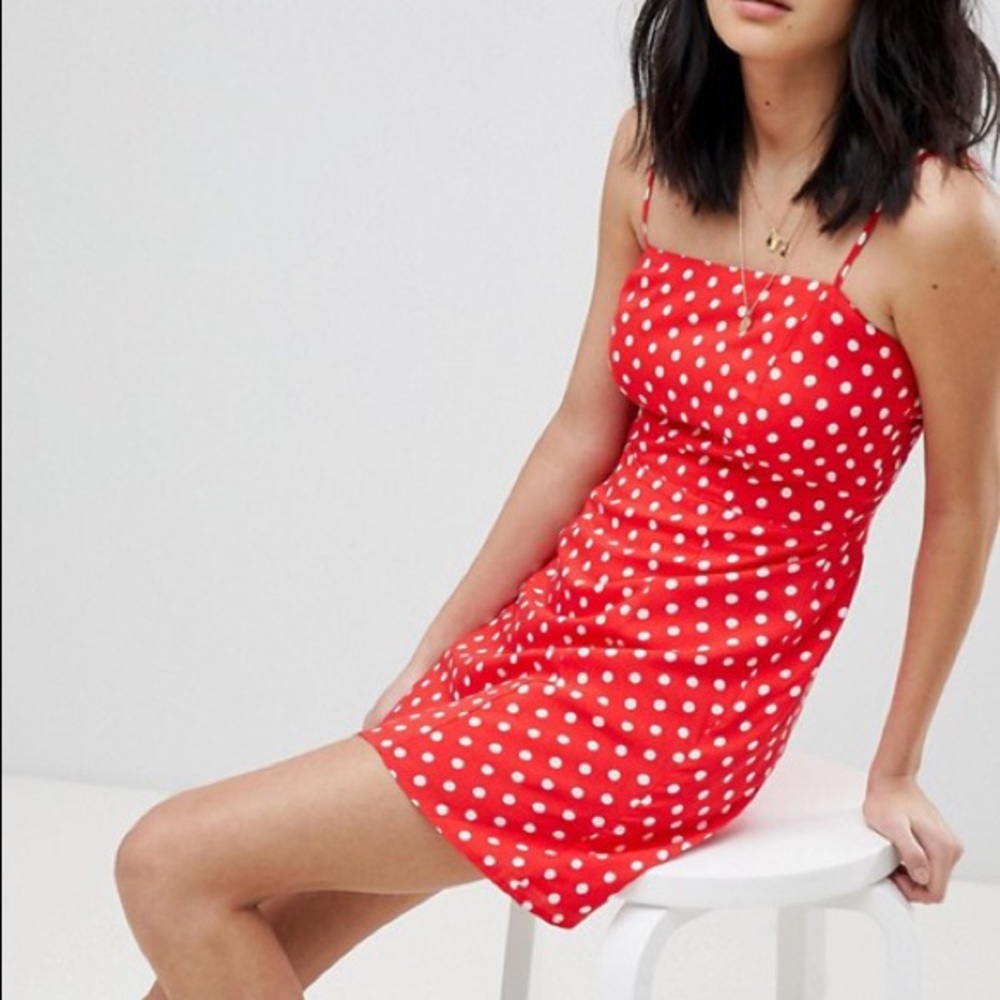 asos honeypunch polka dress red